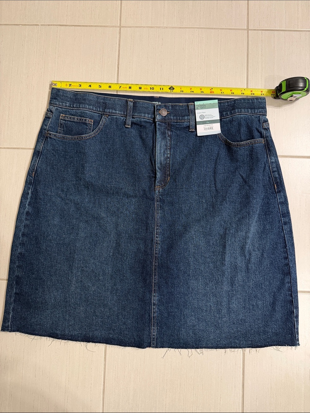NWT Terra & Sky Dark Blue Denim A-Line Skirt